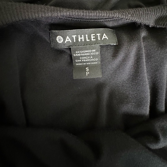 Athleta Santorini Cinch Dress Solid Black‎ Sleeveless Midi Size Small Petite - Picture 12 of 16